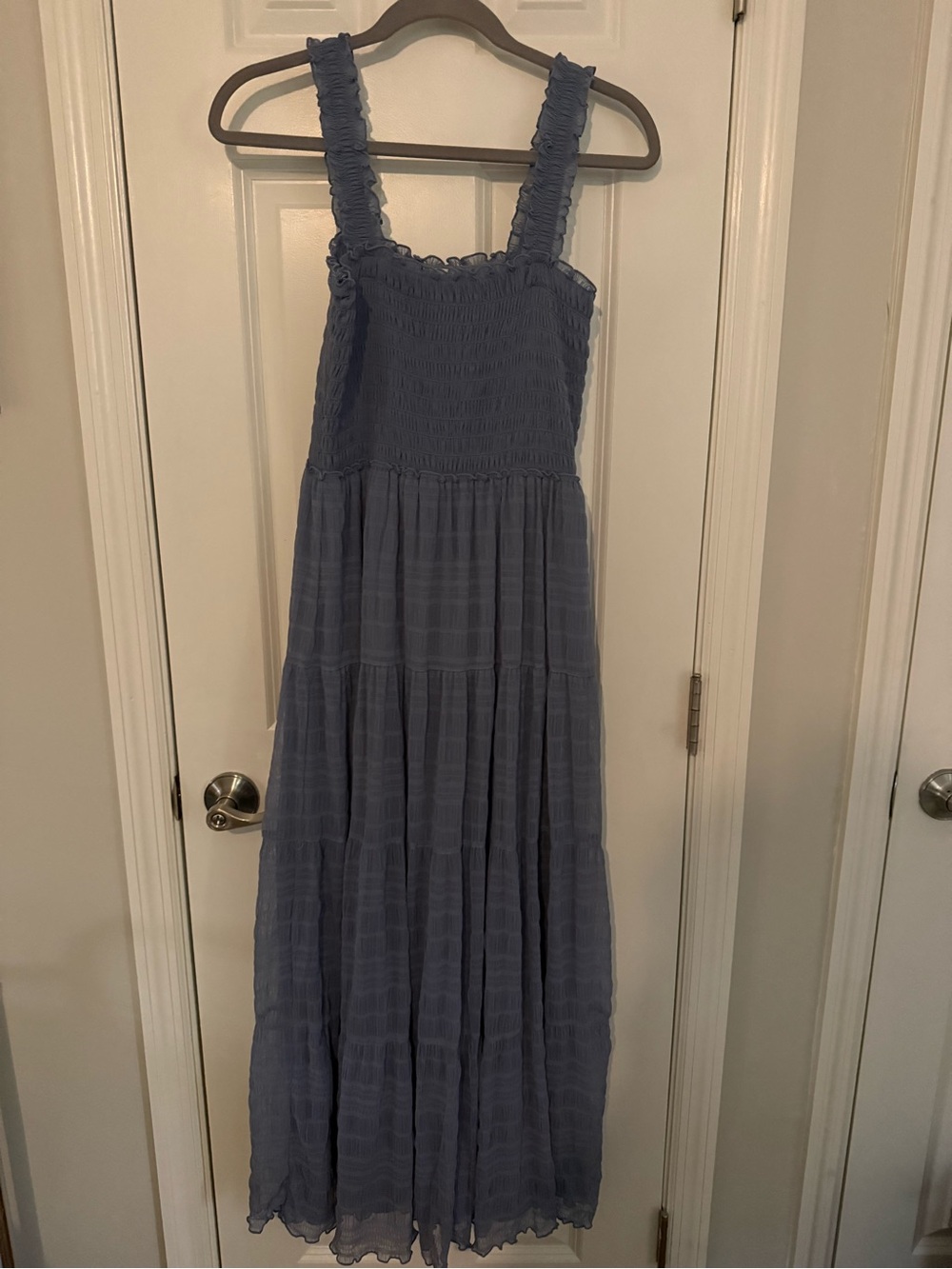 Max Studio Dusty Blue Smocked Maxi Dress